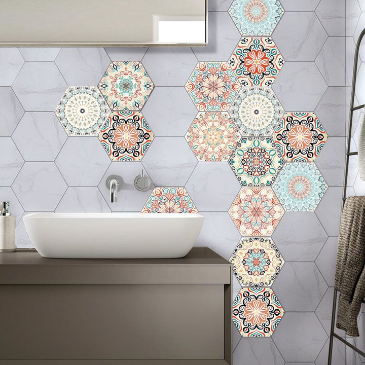 Lisslune | Plastic Mosaic Tile Wallpaper Hexagonal for Stick and Remove Back Wall Tile