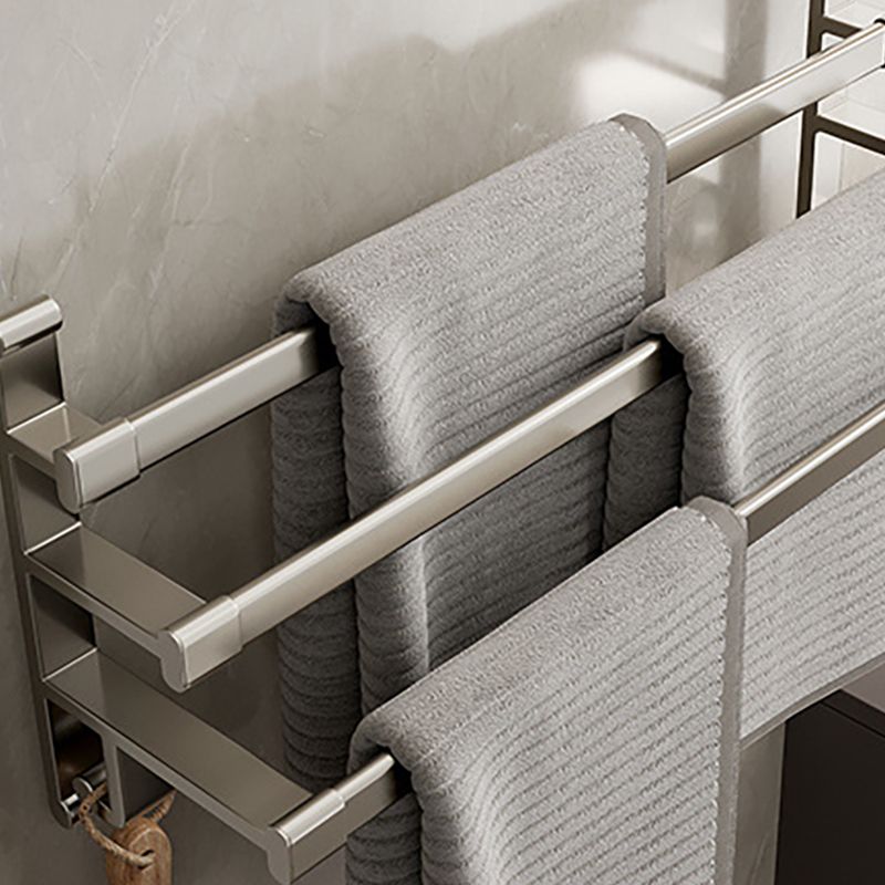 Lisslune | Gray Bathroom Accessory Set Contemporary Style Aluminum Towel Bar