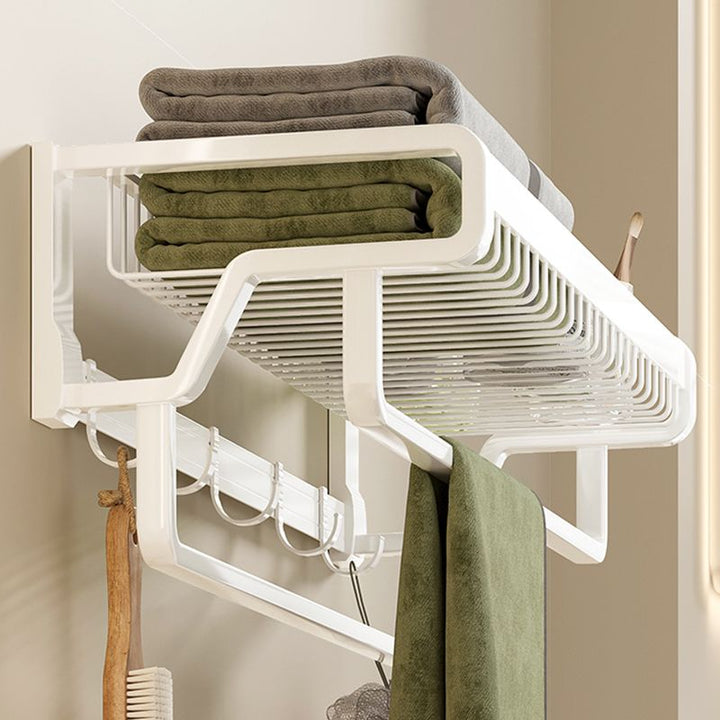 Lisslune | Contemporary bathroom accessory set made of matte stainless steel-aluminum with bathrobe hook/bath shelf