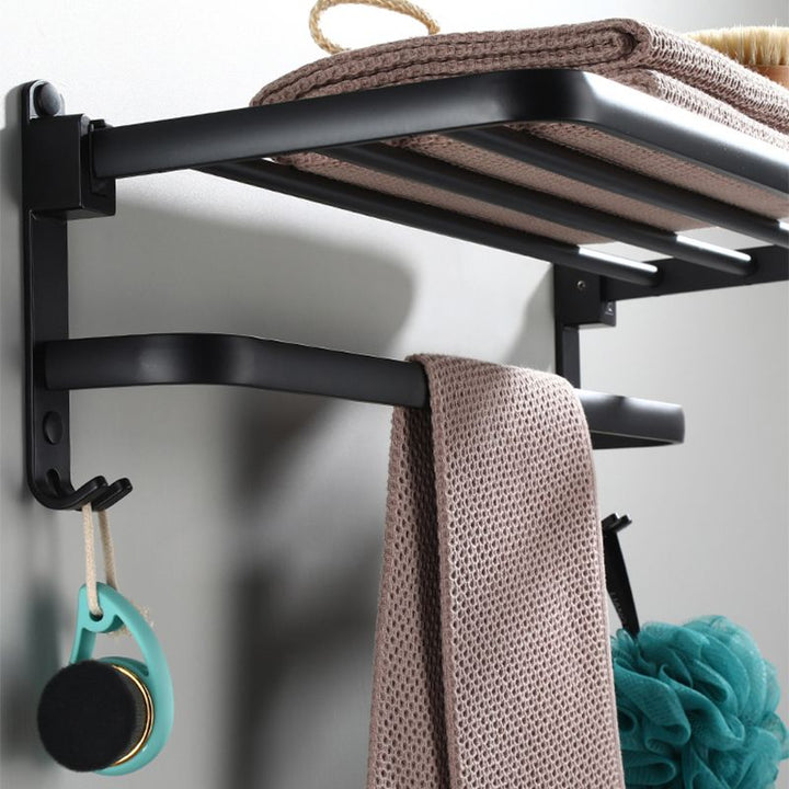 Lisslune | Contemporary Bathroom Accessory Set Black Surface Bathrobe Hook/Towel Ring Bar
