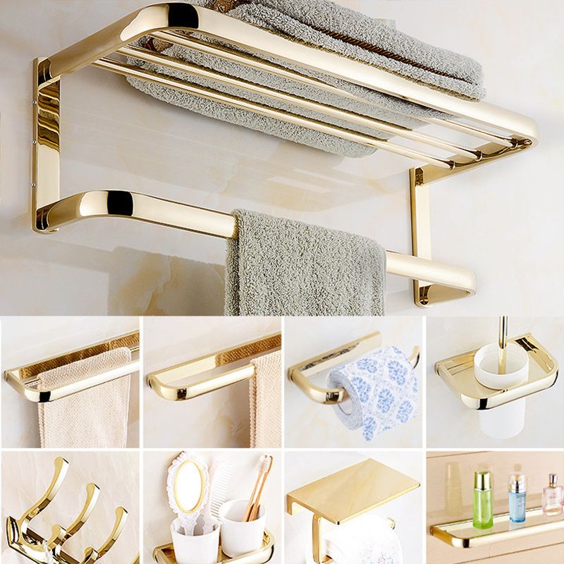 Lisslune | Chrome/Gold Bathroom Accessory Set Modern Metal Bathroom Hardware Set