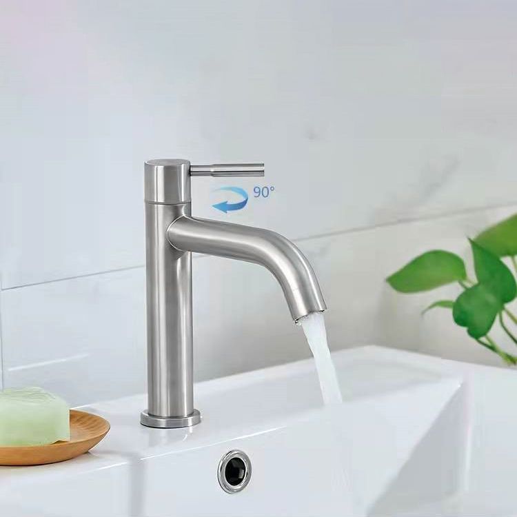 Lisslune | Stainless Steel Bathroom Faucet Chrome Lever Handle Sink Faucet with 1 Hole