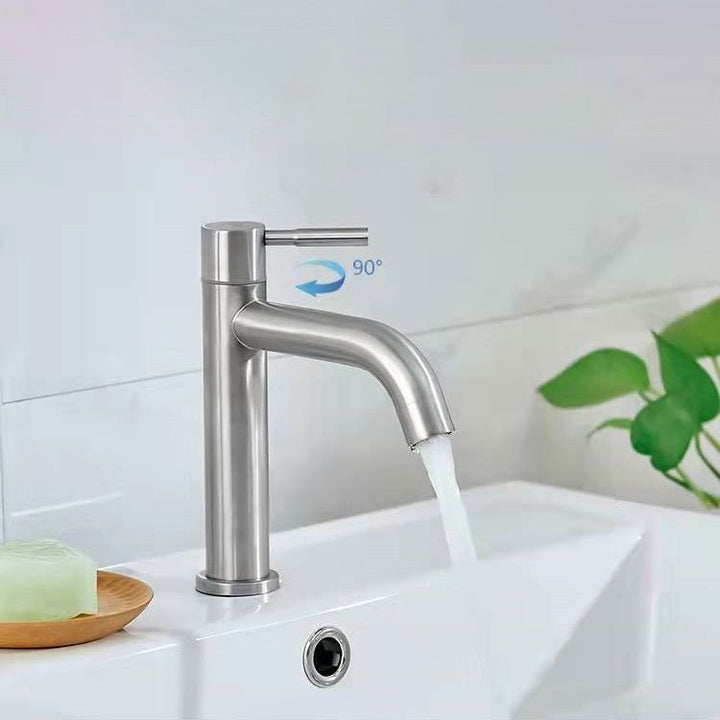 Lisslune | Stainless Steel Bathroom Faucet Chrome Lever Handle Sink Faucet with 1 Hole