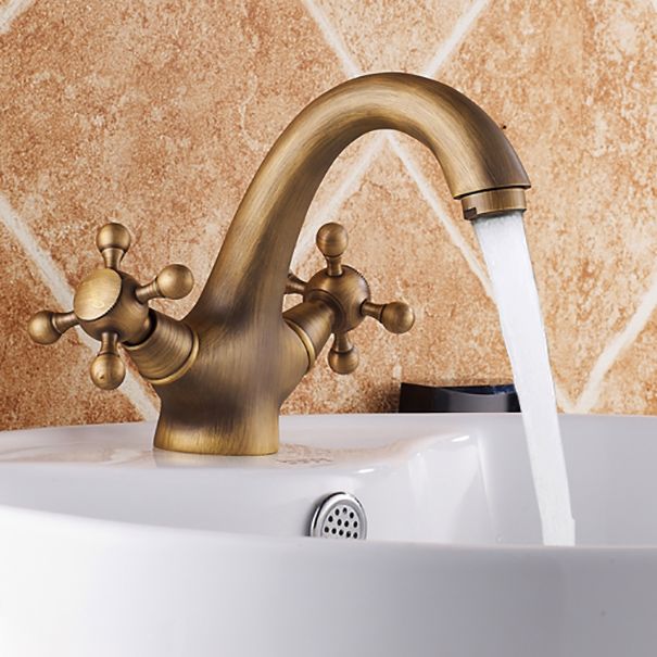 Lisslune | Vintage Widespread Bathroom Faucet Industrial Cross Handles Sink Faucet
