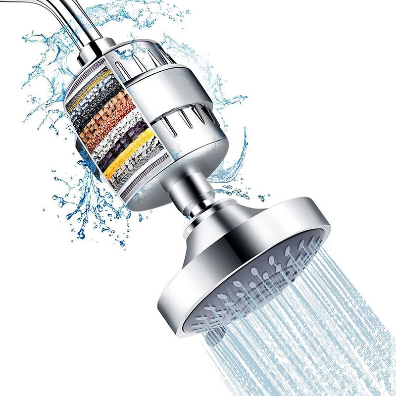 Lisslune | 5 Sprays Shower Head Wall Mounted Silver Round Fixed Shower Head
