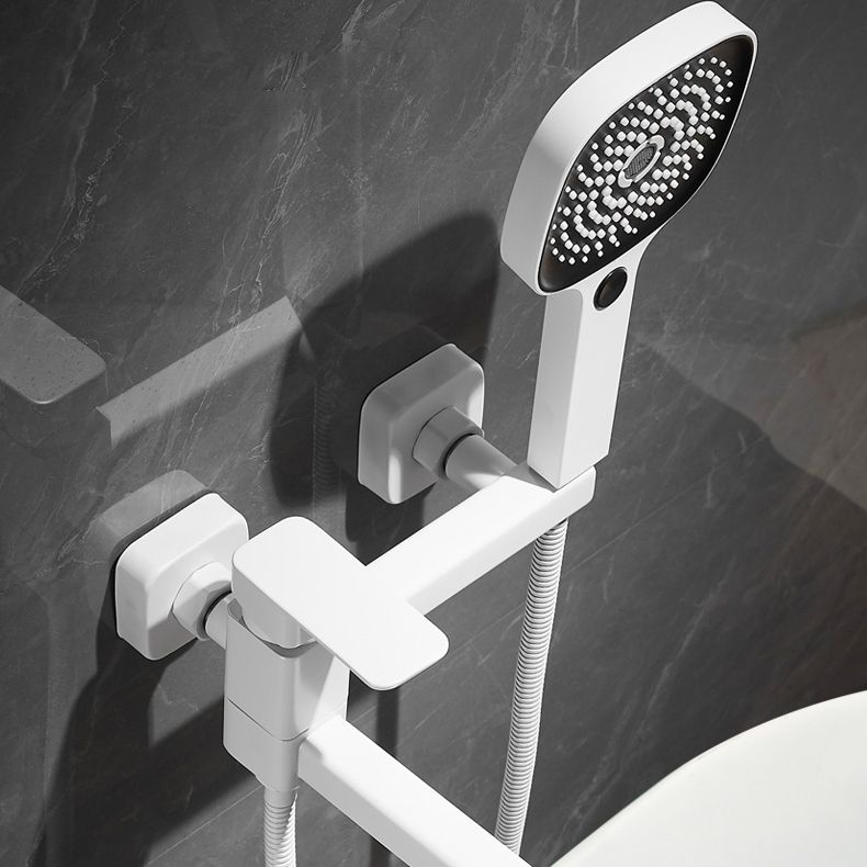 Lisslune | White Bath Water Faucet Trim Single Lever Handle Swivel Spout Wall Mounted Hand Shower Bathtub Filler