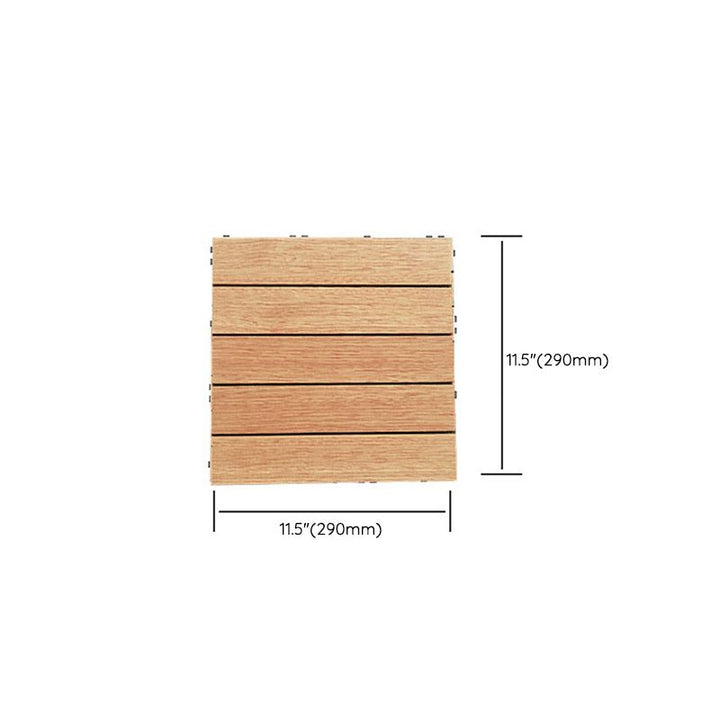Lisslune | Teak-Finish 5-Slat Square Wooden Floor Tiles Connection Garden Tiles