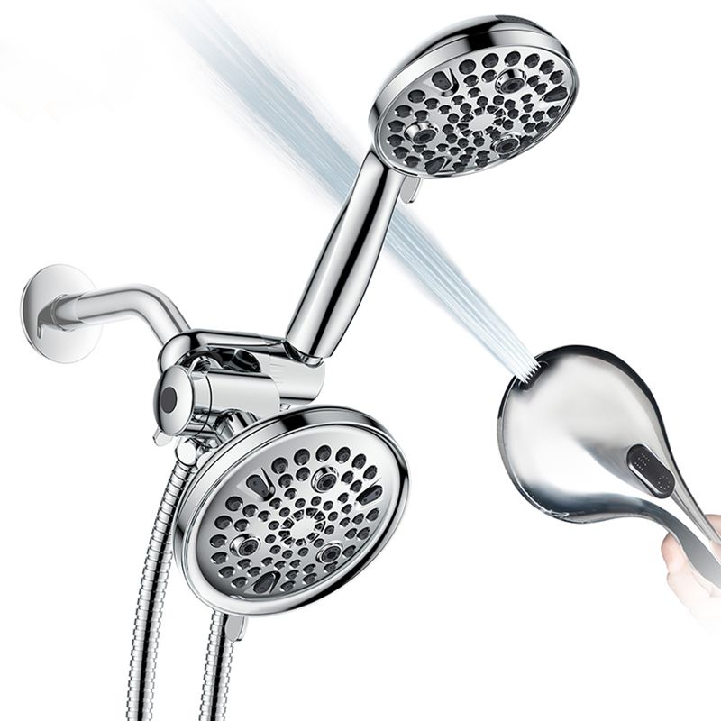 Lisslune | Contemporary Shower Combination Adjustable Shower Head Chrome Ceiling Mounted Round Shower Head