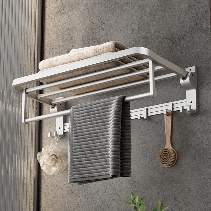 Lisslune | Contemporary Silver Metal Bathroom Fittings Set with Triangle Bathroom Shelf