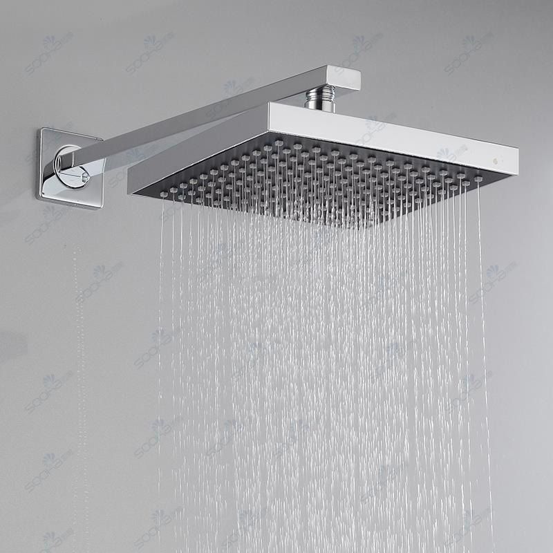 Lisslune | Modern square solid shower head with shower arm wall-mounted shower head made of stainless steel