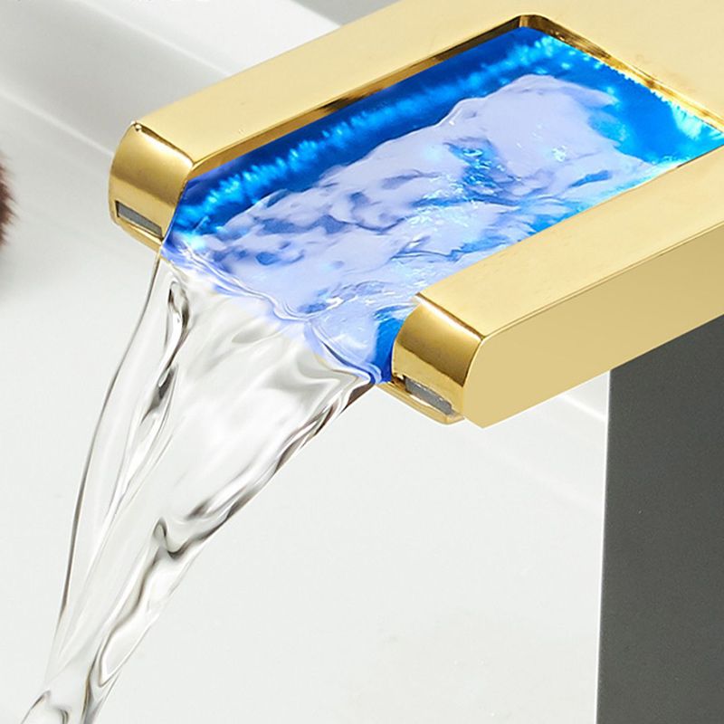 Lisslune | Modern Waterfall Spout Sink Faucet with LED Brass Sink Faucet