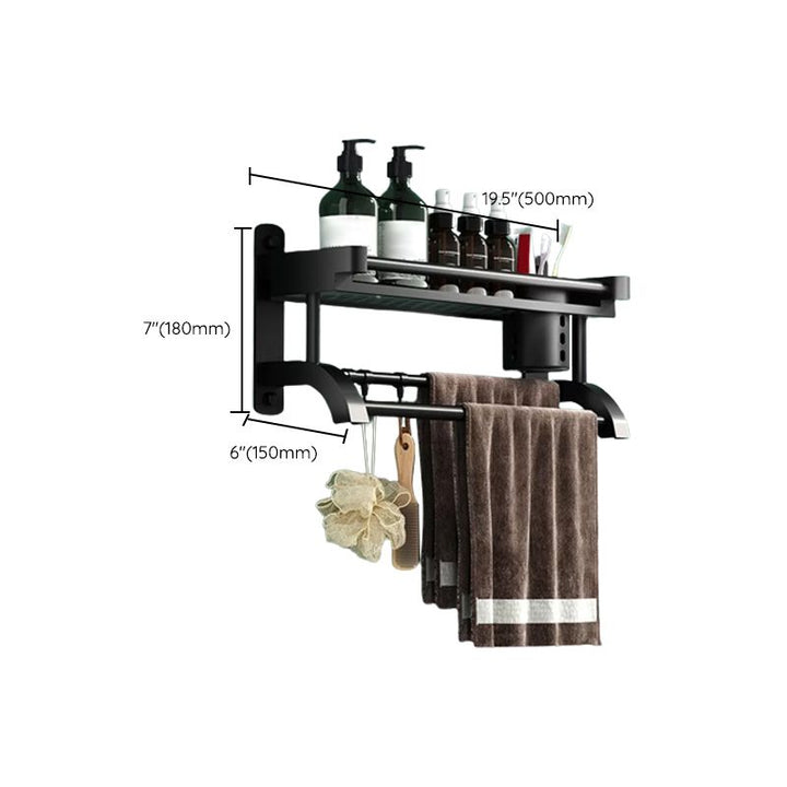 Lisslune | Modern Black Bathroom Accessories Stainless Steel Fitting Set Bathroom Shelf