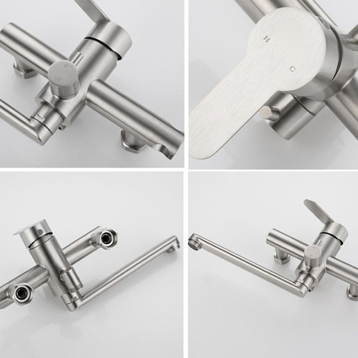 Lisslune | Wall-mounted metal bathtub filling low arch swivel bathtub mixer