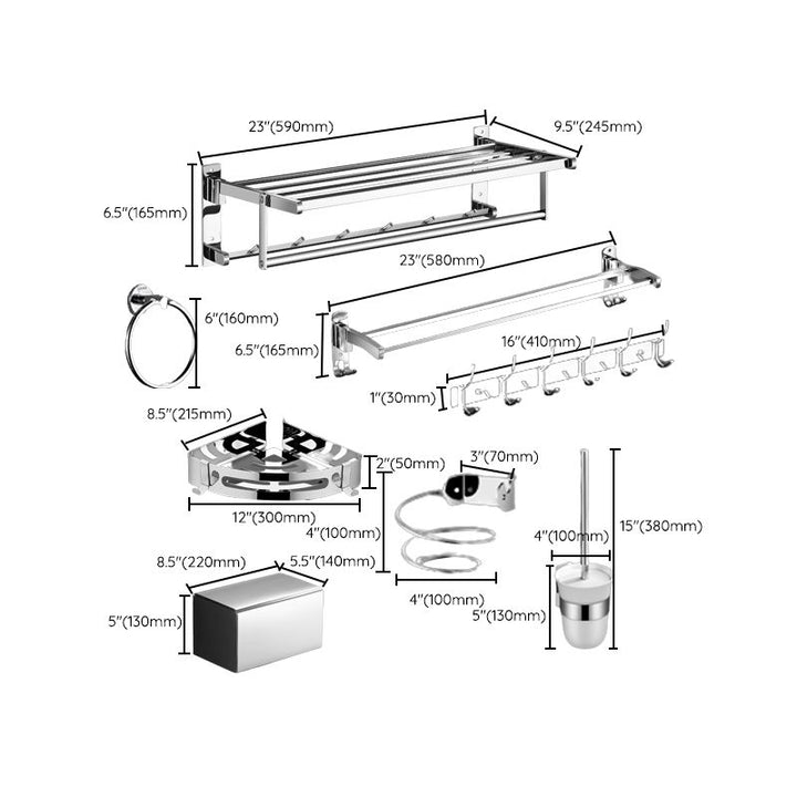 Lisslune | Modern Bathroom Hardware Set Silver Bathroom Accessories Hardware Set