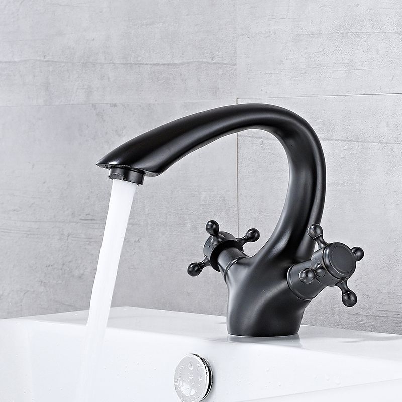 Lisslune | Bathroom Vessel Faucet Double Cross Handle Low Arc Industrial Sink Faucet