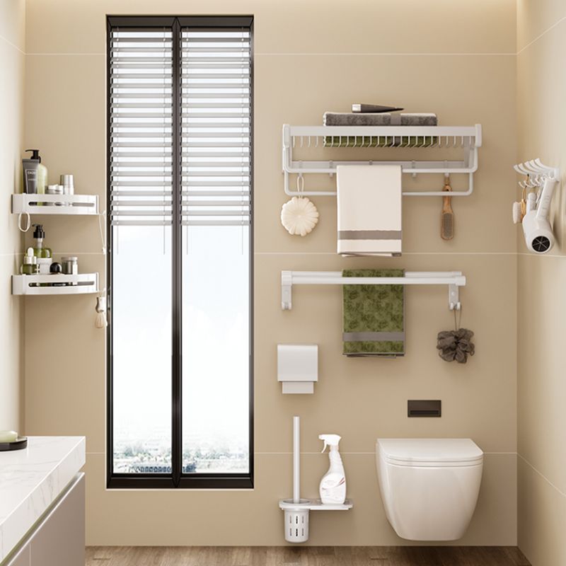 Lisslune | Contemporary bathroom accessory set made of matte stainless steel-aluminum with bathrobe hooks/bath shelf