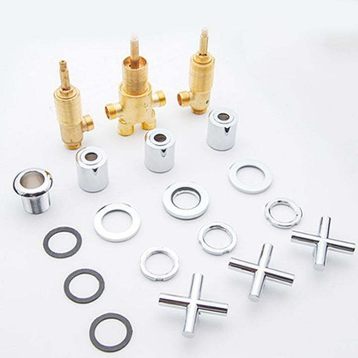 Lisslune | Contemporary Bathroom Faucet Deck Mount Copper Low Arc Swivel Roman Bathtub Faucet Set