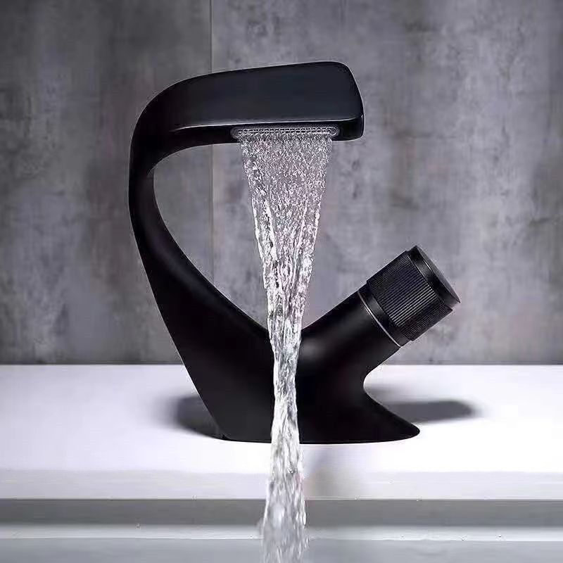 Lisslune | Button Handle Faucet Contemporary Style Faucet with Waterfall Spout