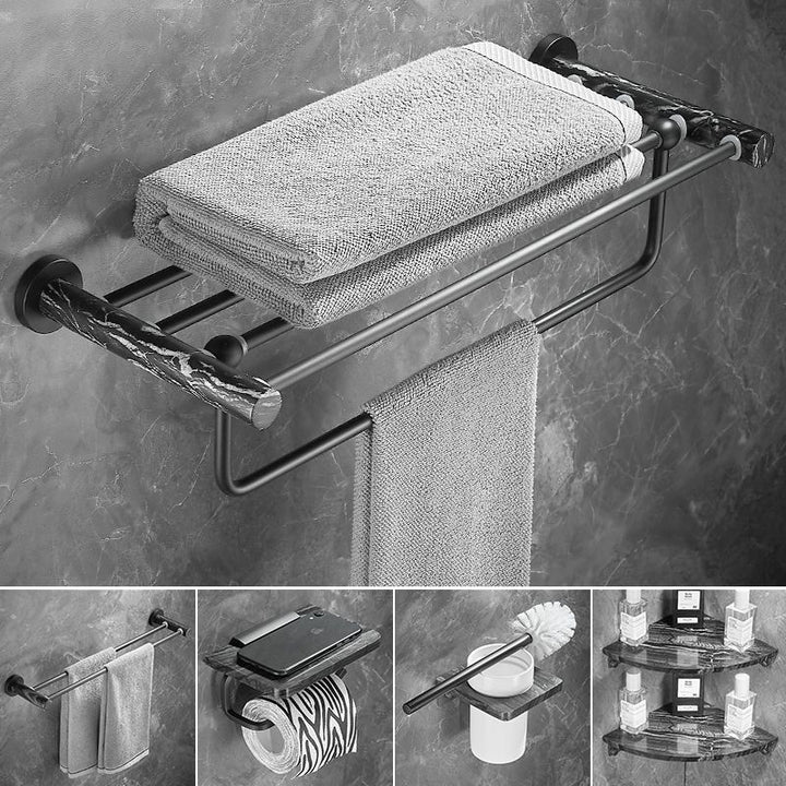 Lisslune | Metal and Marble Bathroom Accessories as a Single Item or as a Set in Black
