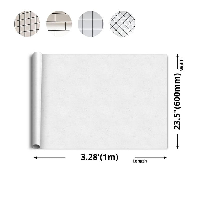 Lisslune | White Peel & Stick Tile Mirror Plastic Grid Wallpaper for Kitchen and Bathroom