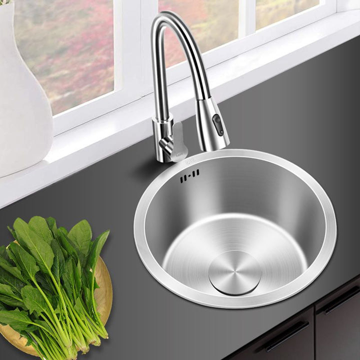 Lisslune | Contemporary Style Kitchen Sink Stainless Steel Round Kitchen Sink