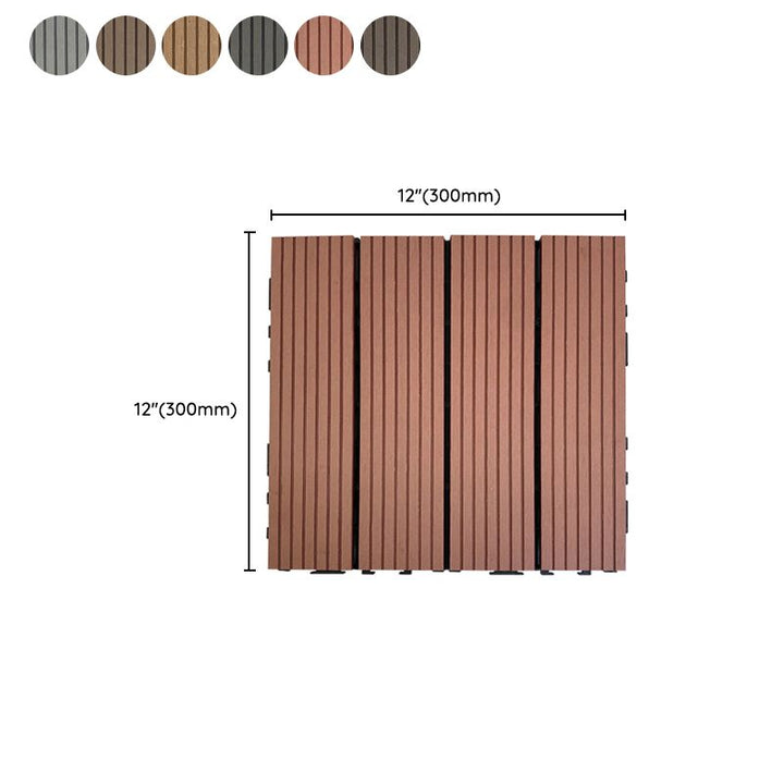 Lisslune | Composite Square Patio Tiles Interlocking Striped Pattern Patio Floor Tiles