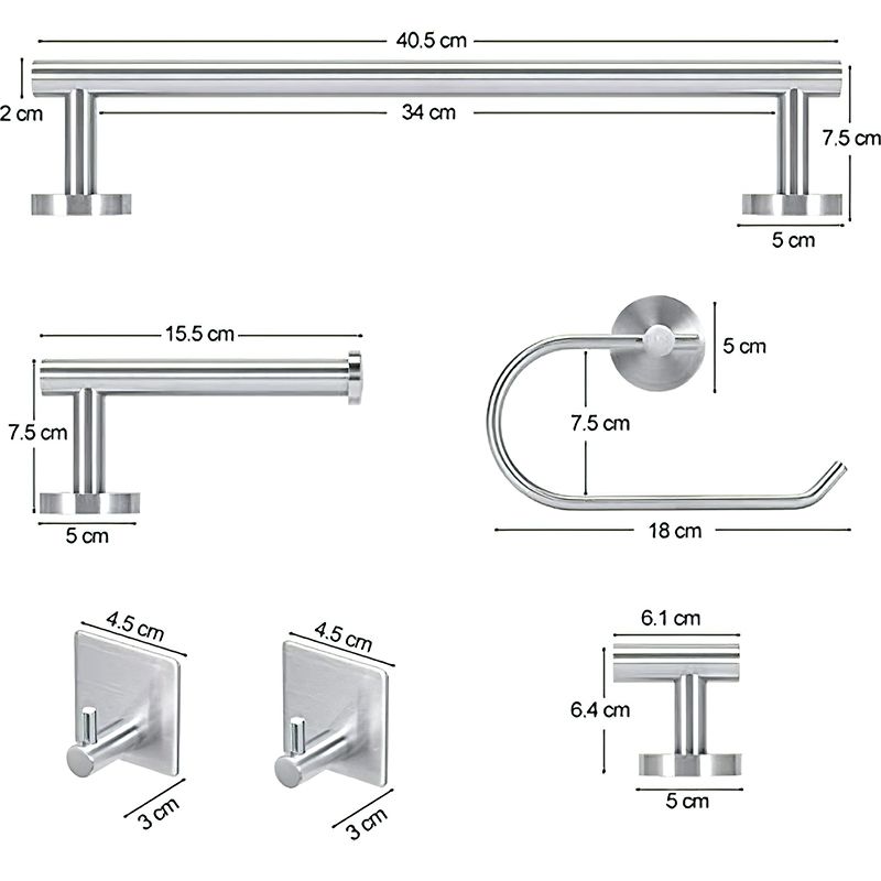 Lisslune | Metal Simple Bathroom Accessories as a Single Piece or in a Set in Silver