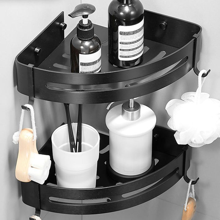 Lisslune | Black/Silver Bath Set Modern 1/2/3-Piece Anti-Rust Bath Rack