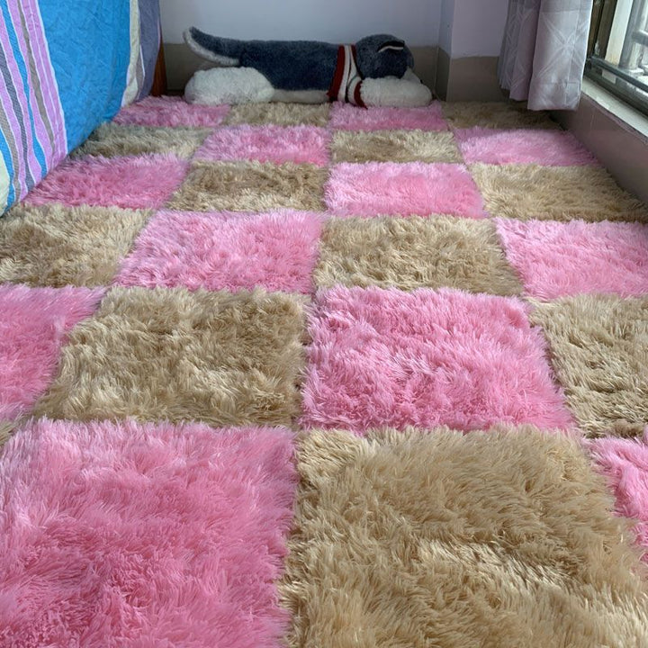 Lisslune | Modern Carpet Tiles Interlocking Color Block Shag Carpet Tiles