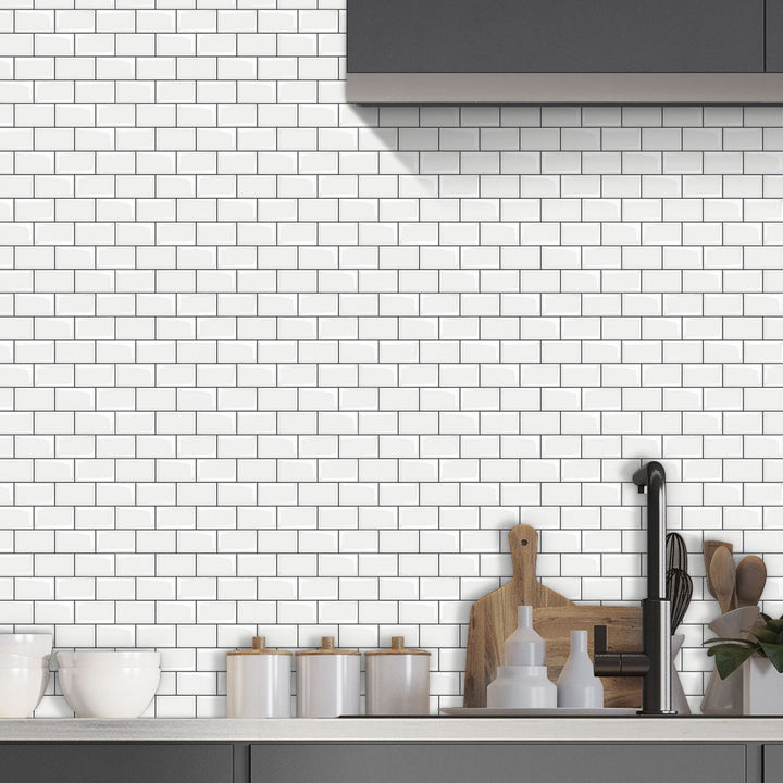 Lisslune | 12"x 12" Resin Mosaic Tiles Square Self-adhesive Tiles for Backsplash & Wall Tile