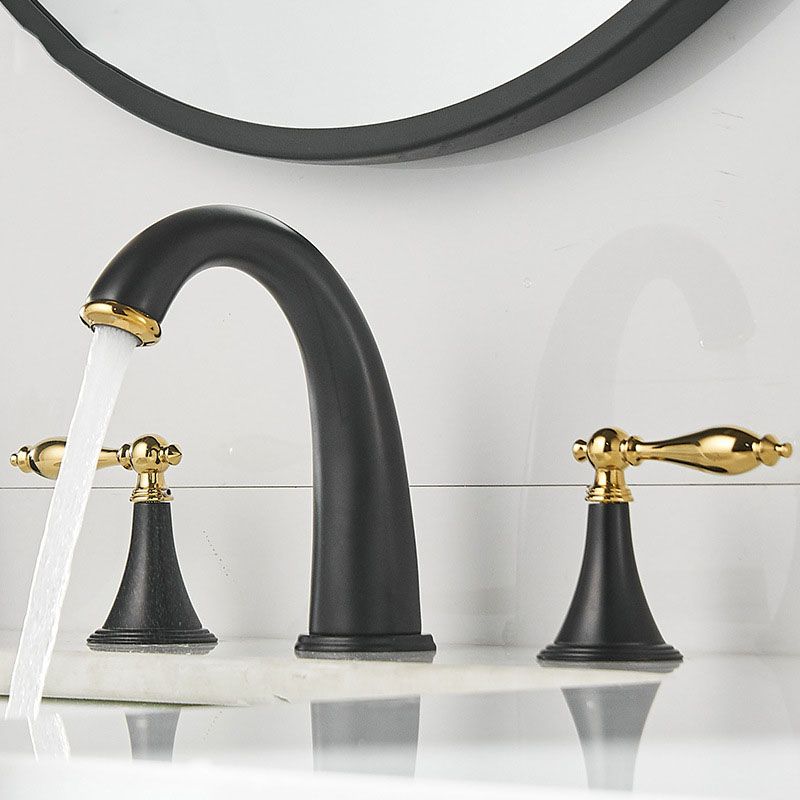 Lisslune | Modern widespread sink faucet Simple bathroom double handle faucet with lever handle