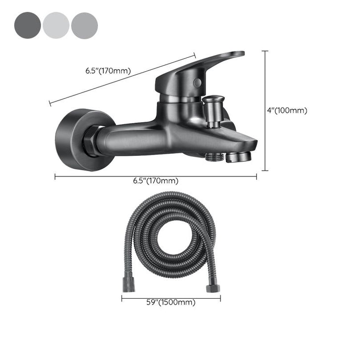 Lisslune | Solid Bathtub Faucet Handheld Shower Hose Lever Handle Wall-Mounted 2 Holes Bathtub Fill Valve