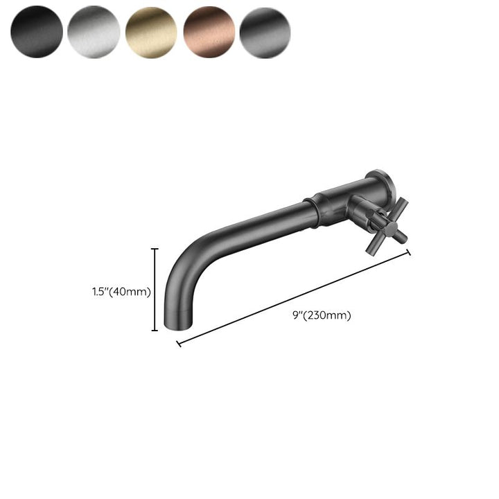Lisslune | Contemporary Vessel Water Faucet Stainless Steel Cross Handles Wall Mounted Bathroom Faucet