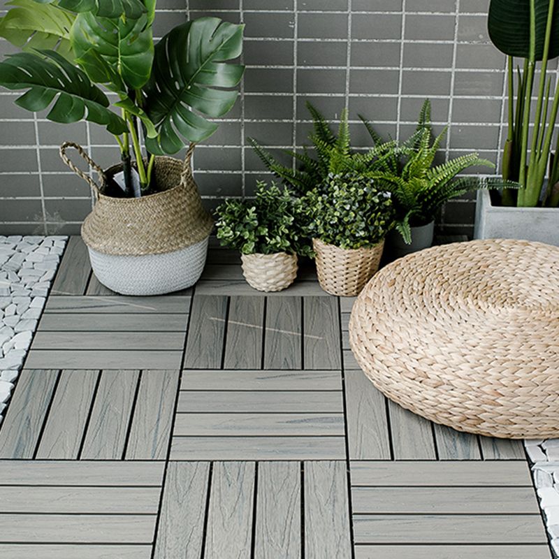 Lisslune | Square Patio Tiles Interlocking Striped Pattern Deck Board