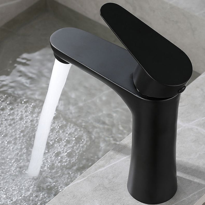 Lisslune | Round Vessel Faucet Lever Handle Stainless Steel Bathroom Faucet with Water Hose