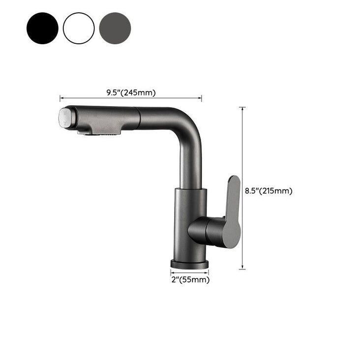 Lisslune | Modern Sink Faucet Pull-Out Lever Handle Brass Faucet Bathroom