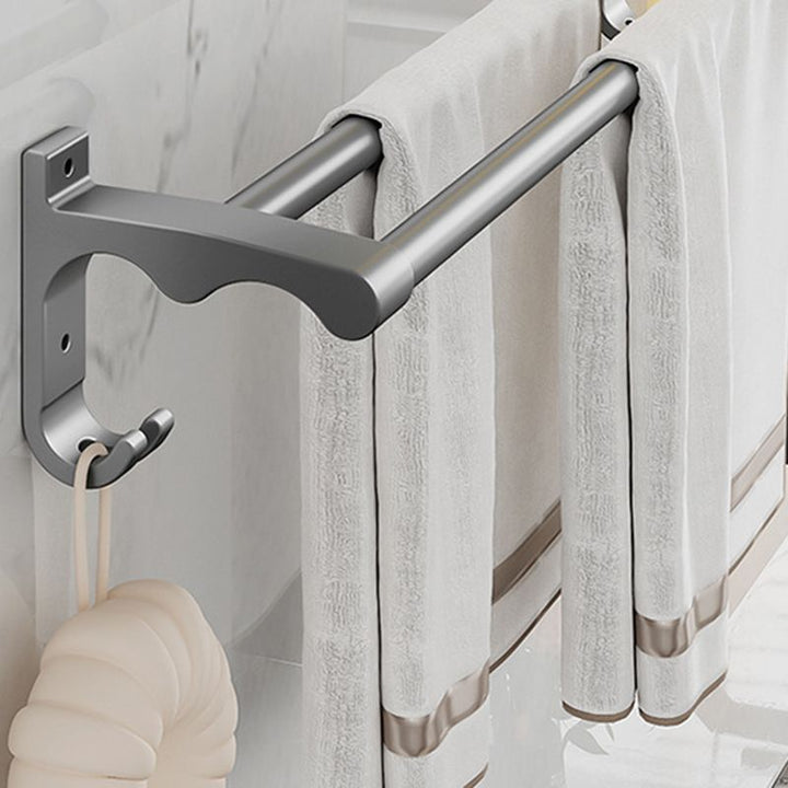 Lisslune | Modern Metal Bathroom Accessory Set Polished Silver Bathroom Shelf/Paper Holder/Roben Hook