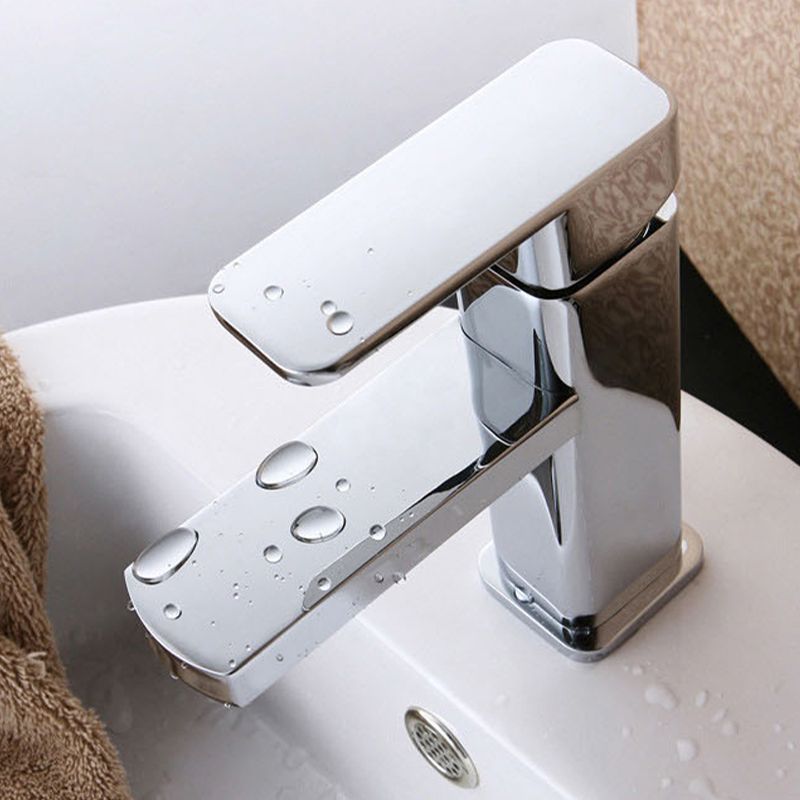 Lisslune | Cubic Chrome Bathroom Faucet Low Arc Single Lever Basin Faucet