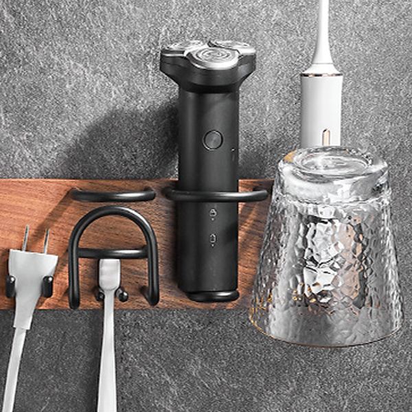 Lisslune | Wood & Aluminum Bathroom Set Brown Bathroom Accessory Set