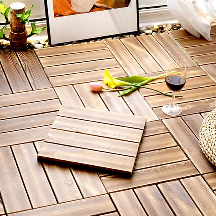 Lisslune | Pine Floor Tile Water Resistant Click-Lock Traditional Wood Floor for Living Room