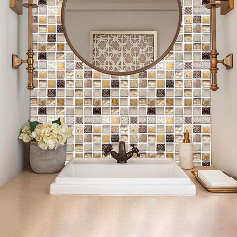 Lisslune | Plastic Self-Adhesive Tiles Mosaic Tiles Grid Square Waterproof Self-Adhesive Tile Pack of 10
