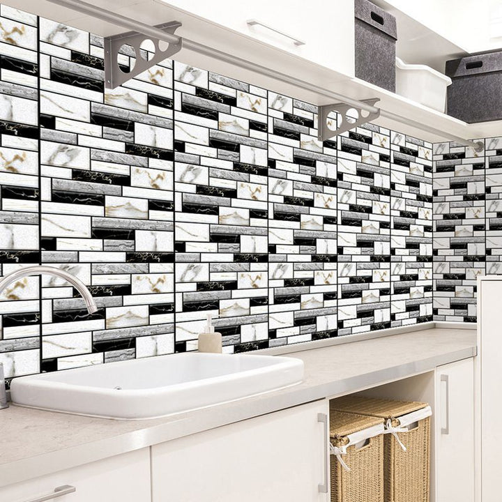 Lisslune | Plastic Peel and Stick Tiles 3D Square Waterproof Peel and Stick Tiles