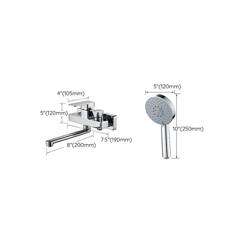 Lisslune | Wall Mounted Bathtub Faucet Trim Polished Chrome Swivel Spout with Hand Shower