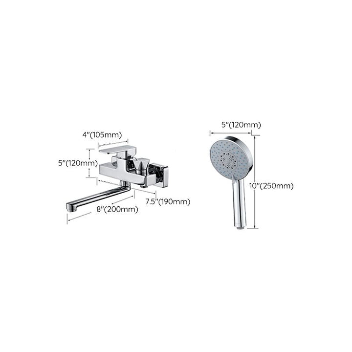 Lisslune | Wall Mounted Bathtub Faucet Trim Polished Chrome Swivel Spout with Hand Shower
