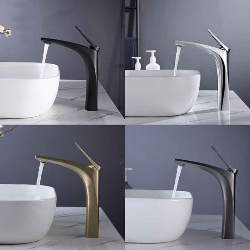 Lisslune | Modern Vessel Faucet Brass Lever Handles Low Arc with Water Hose Bathroom Vessel Faucet