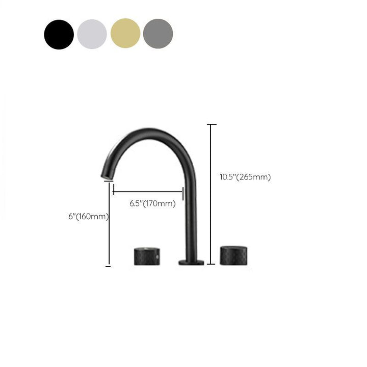 Lisslune | Double Handle Tub Filler Deck Mounted High Arc Brass Modern Roman Tub Filler