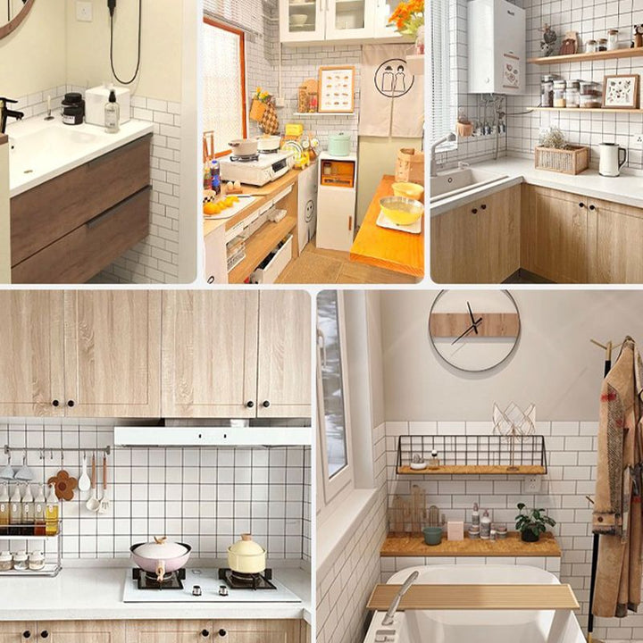 Lisslune | Rectangular Peel-and-Stick Tiles PVC Single Tile for Kitchen and Bathroom