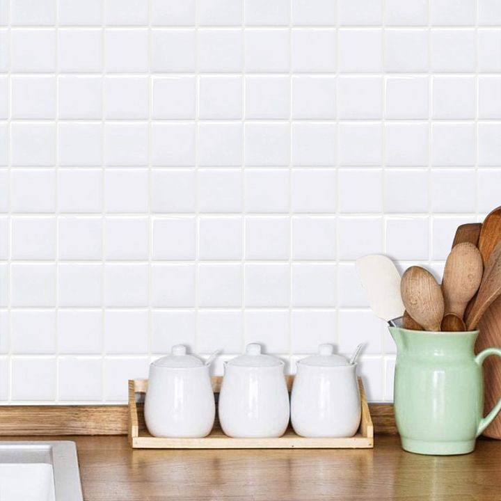 Lisslune | White Mosaic Peel & Stick Tile Waterproof Kitchen Backsplash Wallpaper