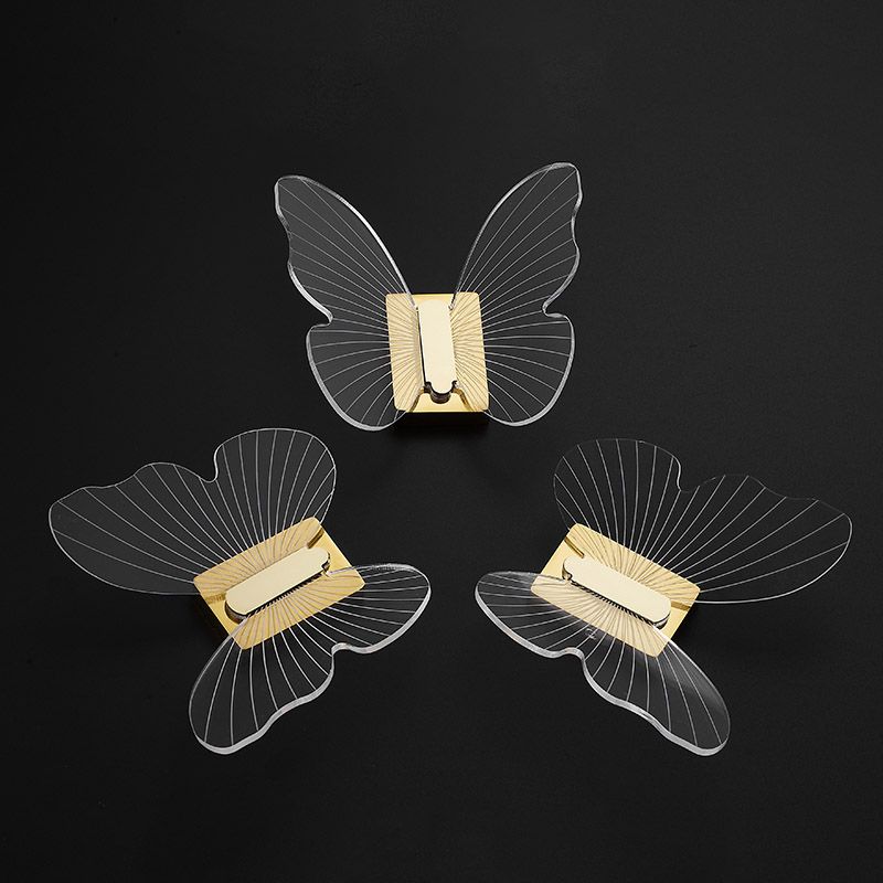 Lisslune | Modern Brass Bathroom Accessory Set Acrylic Butterfly Theme Bathrobe Hooks