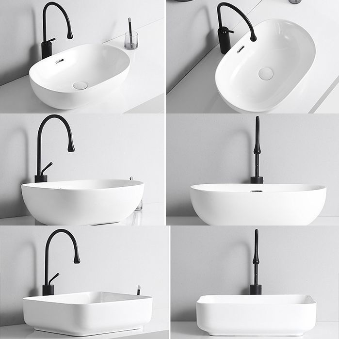 Lisslune | Modern Vessel Sink Porcelain Rectangular Vessel Sink (Not Included Faucet)
